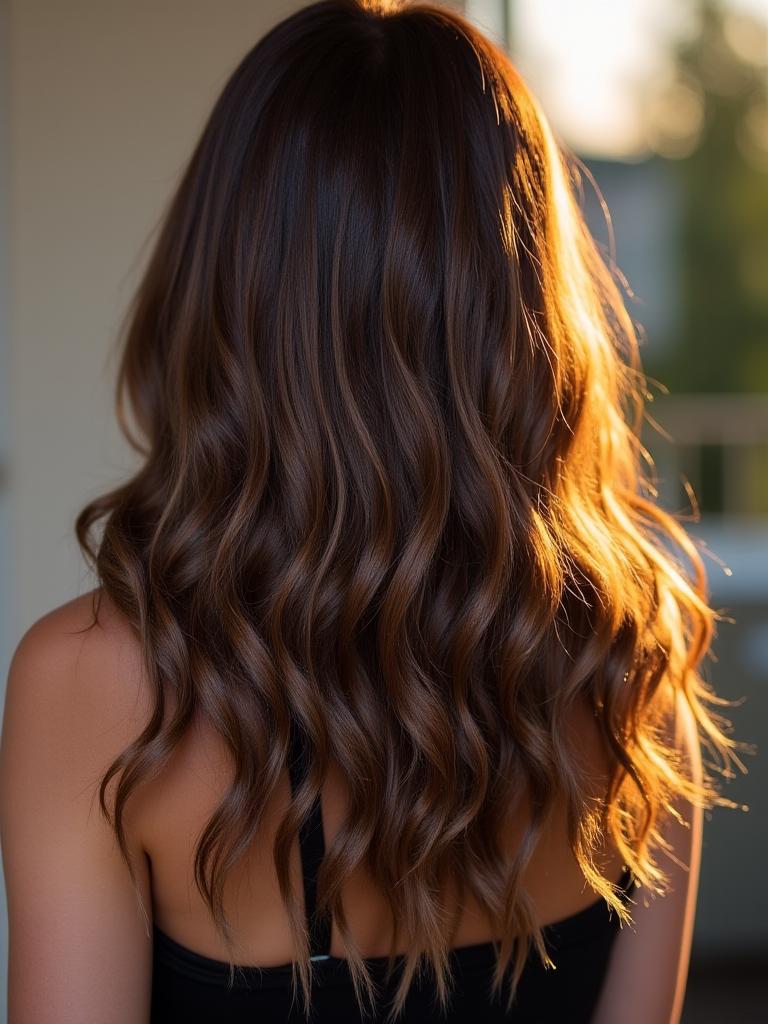 Sunkissed Balayage auf braunem Haar, natürlich fallend